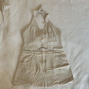 Peppermayo Women’s Linen Mini Skirt and Vest Set